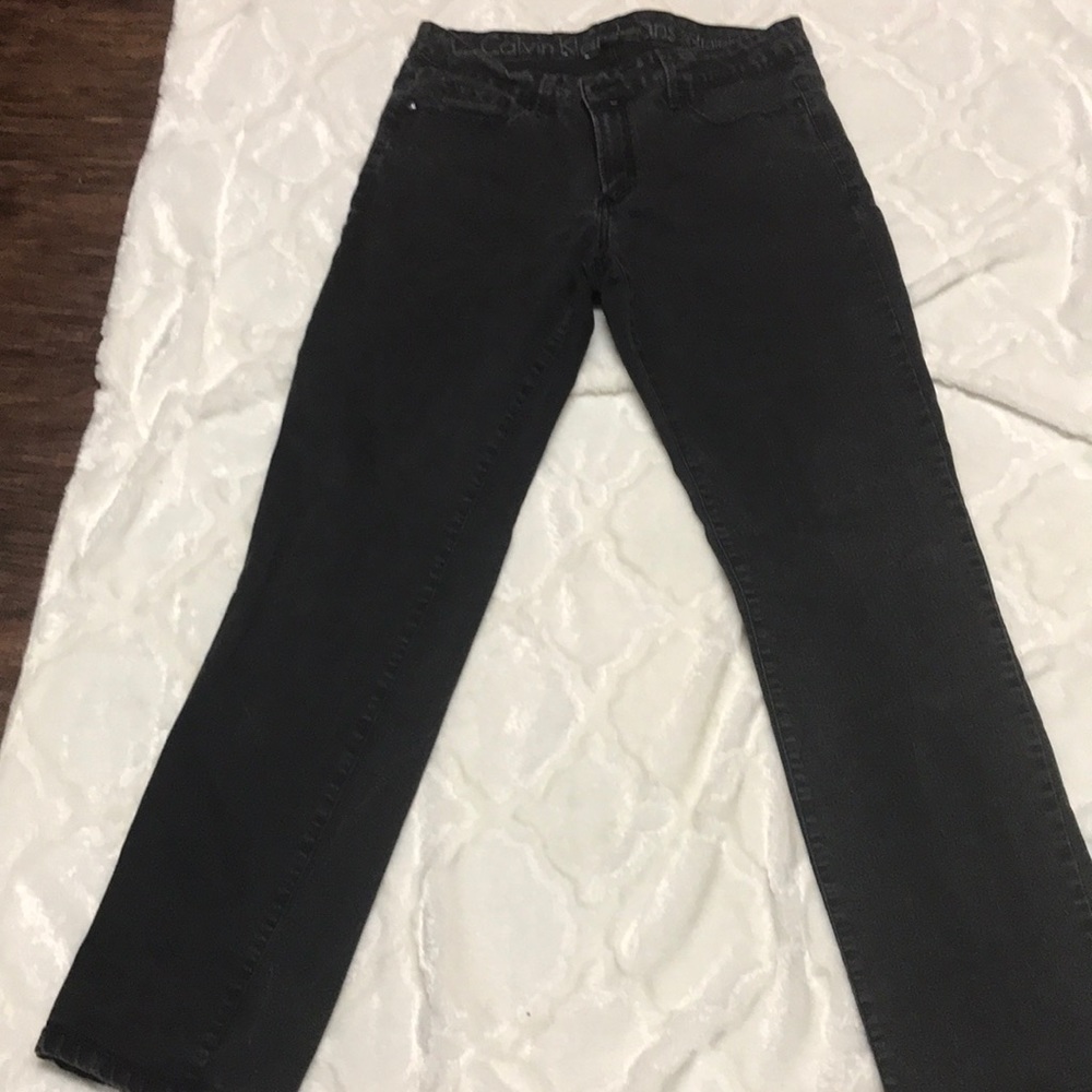 Calvin Klein Straight Leg Black Jeans subtle fade